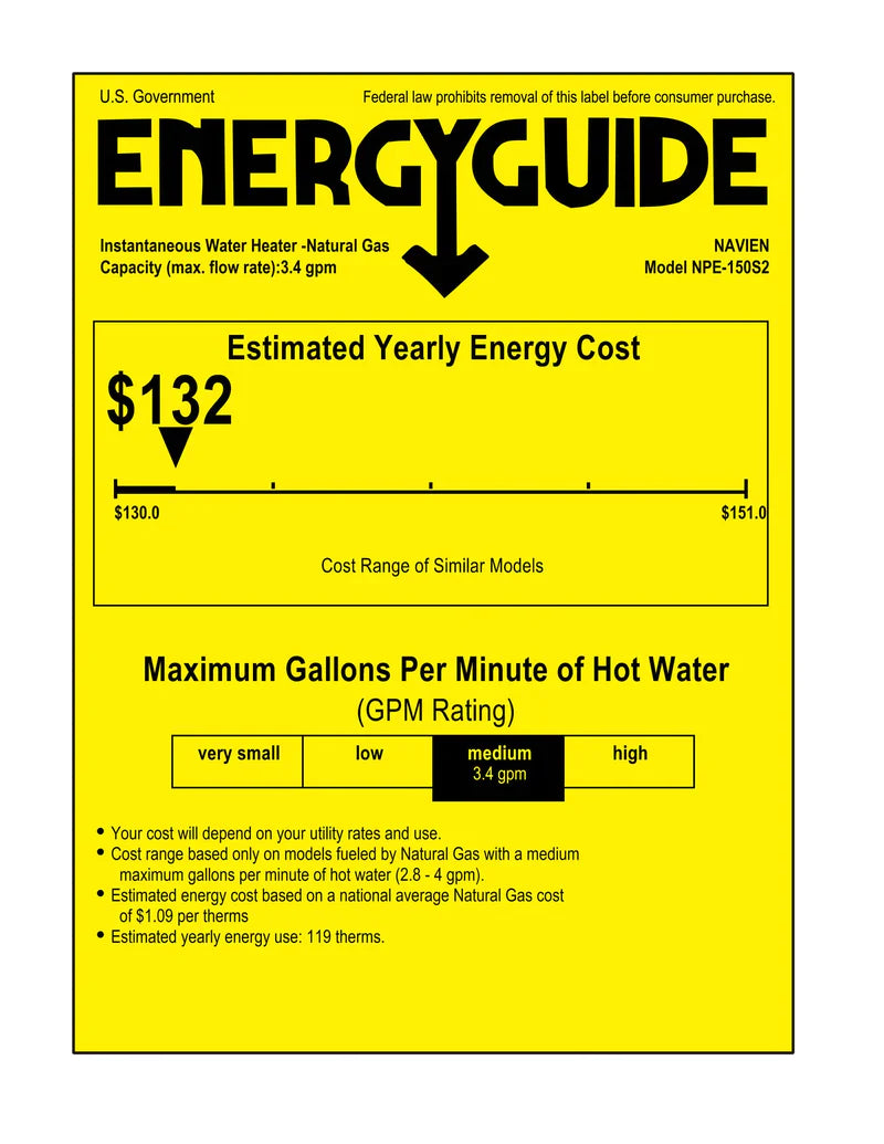 Navien NPE-150S2  High efficiency Condensing Tankless Water Heater